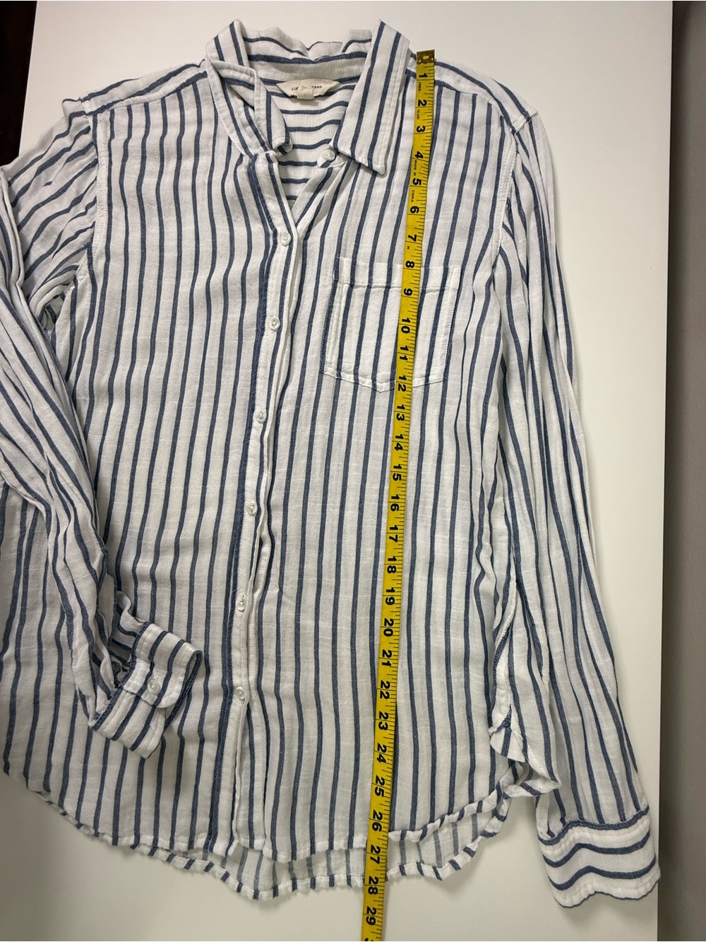 Lucky Brand Striped Button Front Shirt Blue White Size Medium - Picture 10 of 10